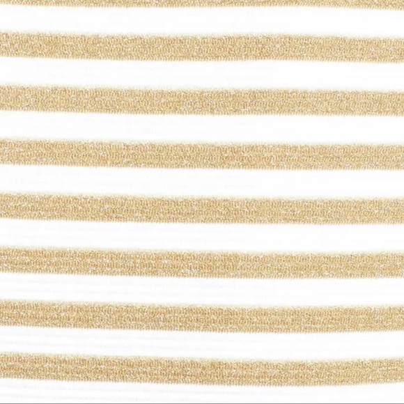 LILY PULITZER BRIELLE METALLIC STRIPE FLARE DRESS TANK DRESS GOLD CREAM - Picture 2 of 8